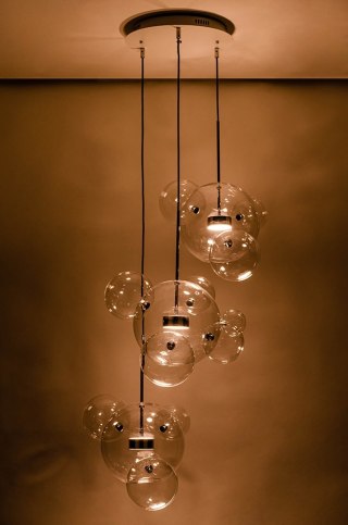 Lampa wisząca CAPRI DISC 3 chrom LED potrójna kaskada szklane klosze - King Home