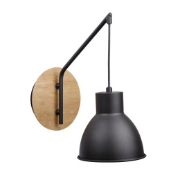 Kinkiet VARIO czarny drewno metalowy klosz loft retro - Candellux Lighting