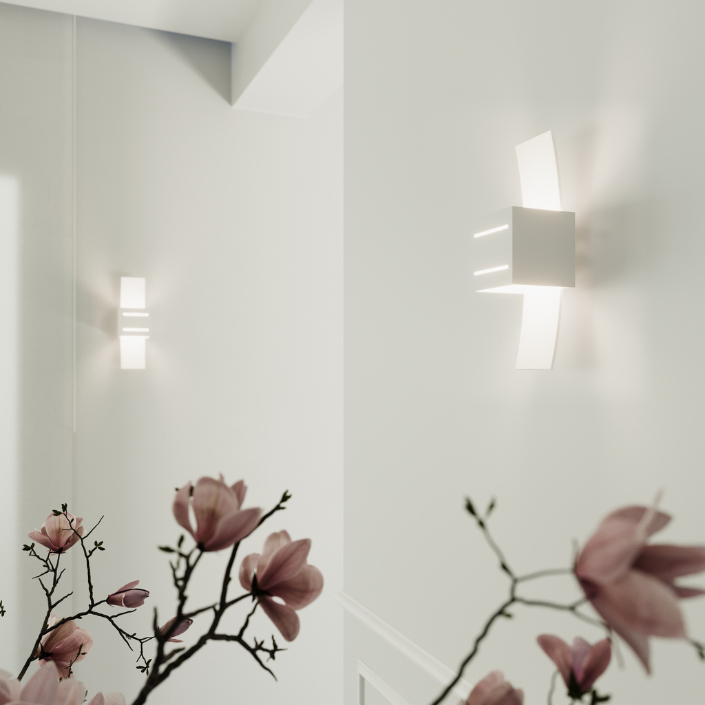Aluminiowy kinkiet LORETO biały lampa ścienna dekoracyjna - Sollux Lighting - lampa na ścianie Aluminiowy kinkiet LORETO biały lampa ścienna dekoracyjna - Sollux Lighting - lampa na ścianie