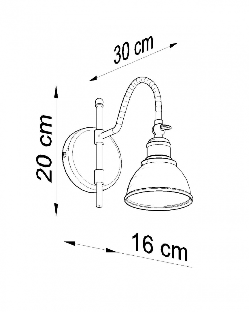 Kinkiet stalowy MARE czarny lampa ścienna dekoracyjna - Sollux Lighting - rysunek techniczny