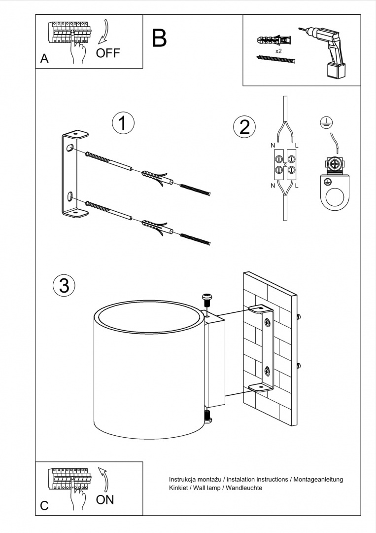 Szklany kinkiet VICI biały lampa ścienna dekoracyjna - Sollux Lighting - instrukcja montażu