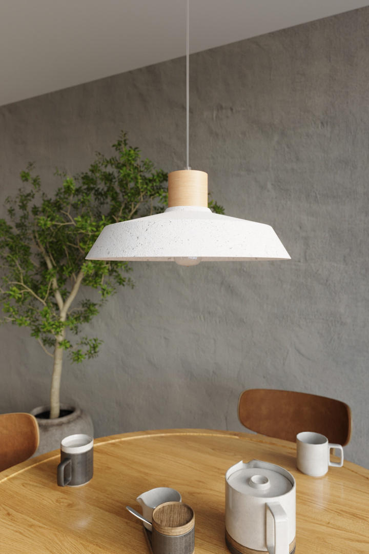 Lampa wisząca AFRA sufitowa beton drewno loft - Sollux Lighting - wizualizacja