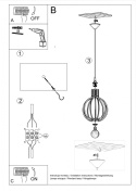 Lampa wisząca ARANCIA naturalne drewno lampa sufitowa - Sollux Lighting - instrukcja montażu