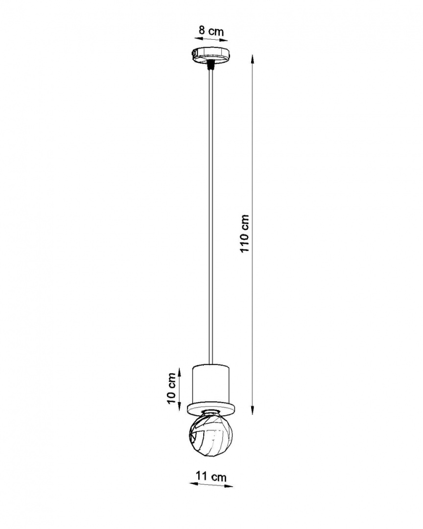 Lampa wisząca BONO żarówka na kablu styl loft - Sollux Lighting - rysunek techniczny