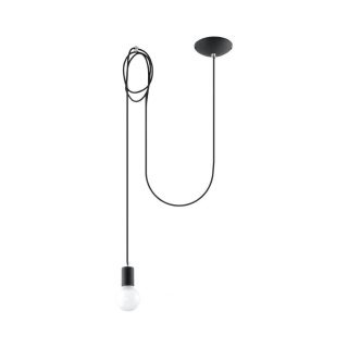 Lampa wisząca EDISON 1 LONG czarna sufitowa podwieszana pojedyncza żarówka - Sollux Lighting