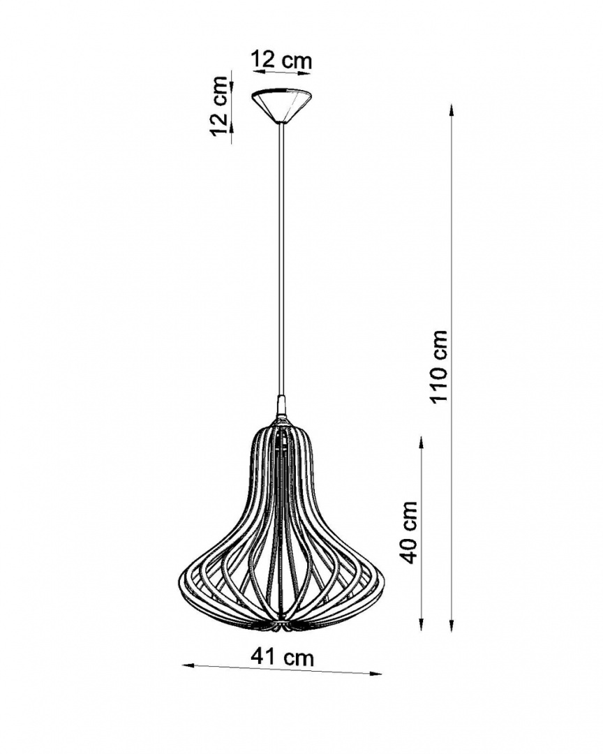 Lampa wisząca ELZA lampa gruszka drewno naturalne - Sollux Lighting - rysynek techniczny
