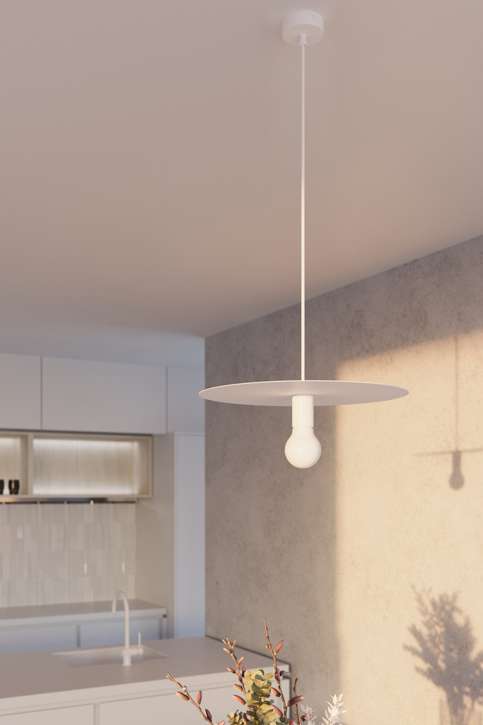 Stalowa wisząca lampa FLAVIO biała - Sollux Lighting - wizualizacja Stalowa wisząca lampa FLAVIO biała - Sollux Lighting - wizualizacja