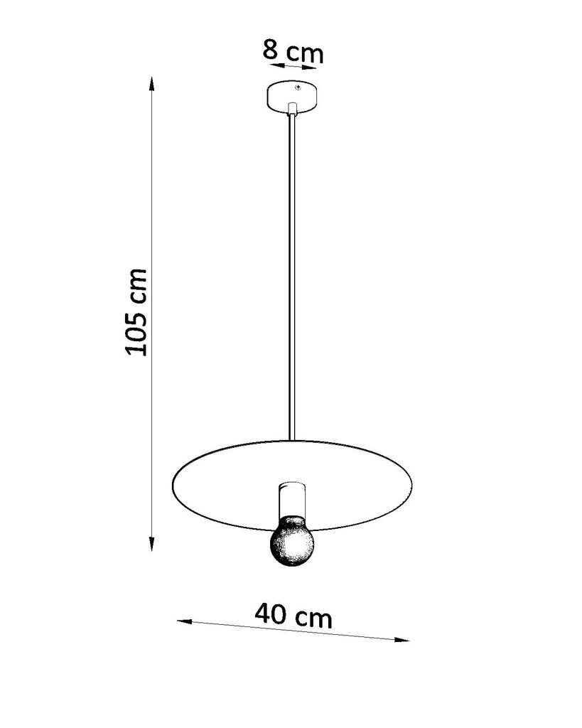 Wisząca lampa FLAVIO czarna stalowa - Sollux Lighting - rysunek techniczny Wisząca lampa FLAVIO czarna stalowa - Sollux Lighting - rysunek techniczny