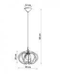 Lampa wisząca MANDELINO naturalne drewno lampa sufitowa - Sollux Lighting - rysunek techniczny