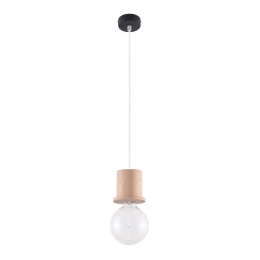 Lampa wisząca MILO żarówka na kablu drewno naturalne - Sollux Lighting