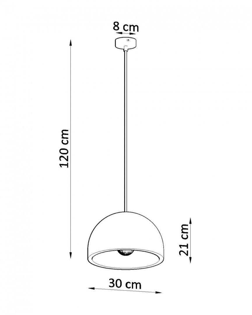 Lampa wisząca PABLITO betonowy klosz loft zwis nad stół - Sollux Lighting - rysunek techniczny Lampa wisząca PABLITO betonowy klosz loft zwis nad stół - Sollux Lighting - rysunek techniczny