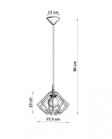 Lampa wisząca POMPELMO naturalne drewno lampa sufitowa - Sollux Lighting - rysunek techniczny