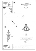 Lampa wisząca POMPELMO naturalne drewno lampa sufitowa - Sollux Lighting - instrukcja montażu