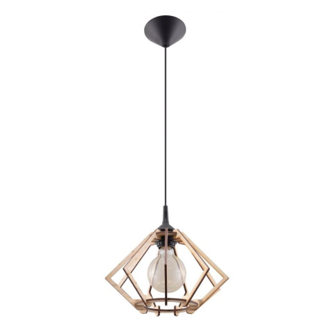 Lampa wisząca POMPELMO naturalne drewno ażurowy klosz styl skandynawski zwis nad stół - Sollux Lighting