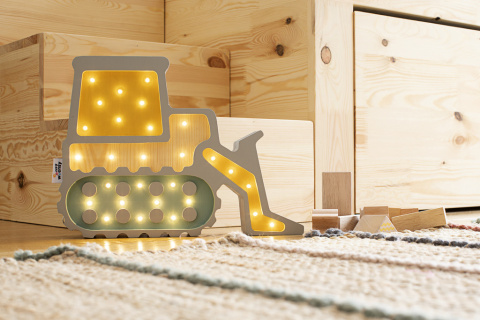 Lampka dziecięca BULLDOZER GRAY nocna led koparka buldożer do pokoju dziecka - Eensy Weensy Lampka dziecięca BULLDOZER GRAY nocna led koparka buldożer do pokoju dziecka - Eensy Weensy