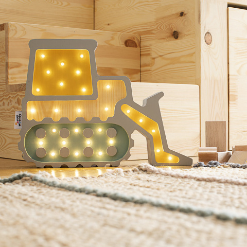Lampka dziecięca BULLDOZER GRAY nocna led koparka buldożer do pokoju dziecka - Eensy Weensy Lampka dziecięca BULLDOZER GRAY nocna led koparka buldożer do pokoju dziecka - Eensy Weensy