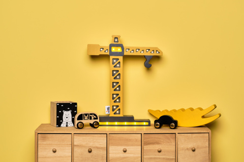 Lampka dziecięca MEGA CRANE MUSTARD nocna stojąca kinkiet dźwig dla chłopca - Eensy Weensy Lampka dziecięca MEGA CRANE MUSTARD nocna stojąca kinkiet dźwig dla chłopca - Eensy Weensy