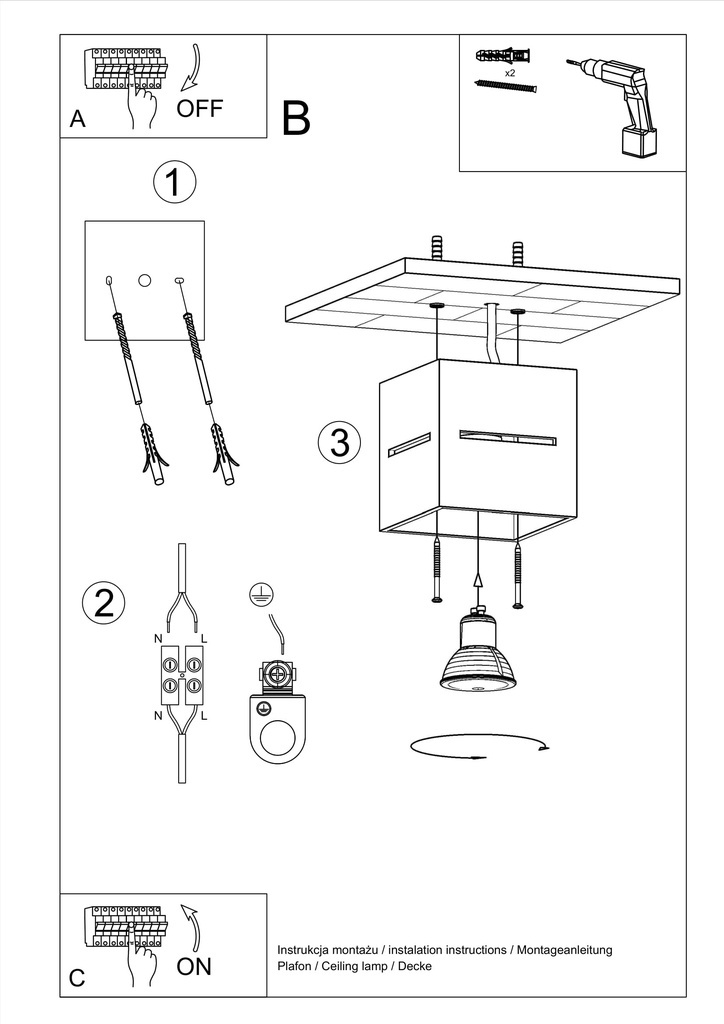Aluminiowy plafon LOBO czarny lampa ścienna dekoracyjna Sollux Lighting - instrukcja montażu Aluminiowy plafon LOBO czarny lampa ścienna dekoracyjna Sollux Lighting - instrukcja montażu