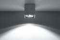 Plafon VALDE 140 beton kwadrat oświetlenie sufitowe natynkowe surowe - Sollux Lighting - lampa zapalona