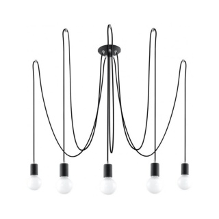Żyrandol EDISON 5 czarny lampa sufitowa podwieszana pająk pięć żarówek - Sollux Lighting