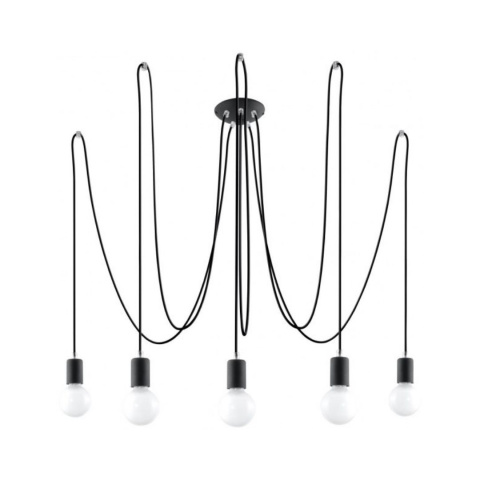 Żyrandol EDISON 5 czarny lampa sufitowa podwieszana pająk pięć żarówek - Sollux Lighting