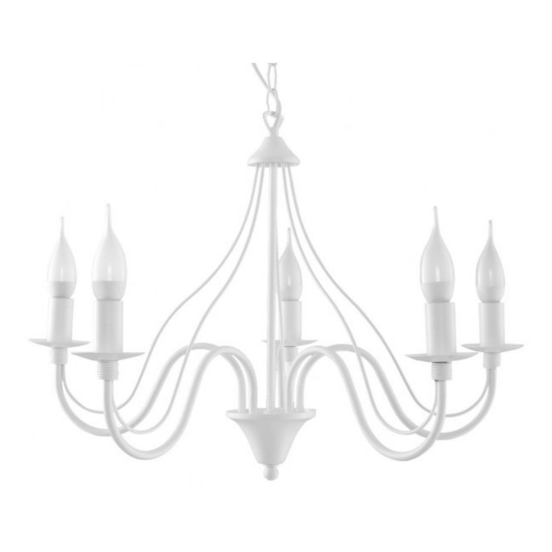 Żyrandol MINERWA 5 biały stal oświetlenie sufitowe lampa wisząca świeczki - Sollux Lighting Żyrandol MINERWA 5 biały stal oświetlenie sufitowe lampa wisząca świeczki - Sollux Lighting