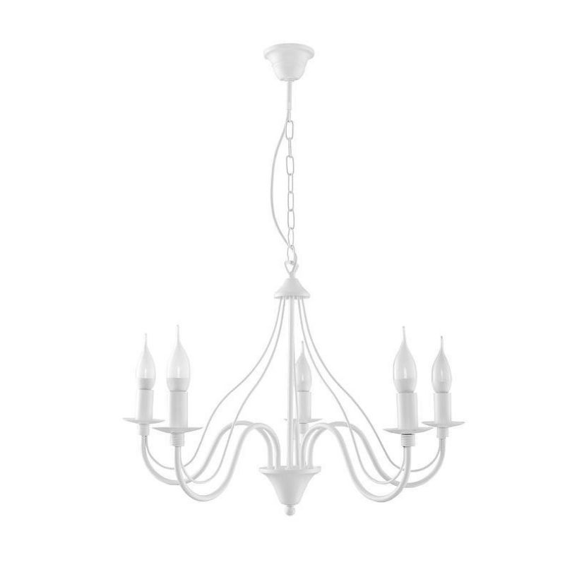 Żyrandol MINERWA 5 biały stal oświetlenie sufitowe lampa wisząca świeczki - Sollux Lighting
