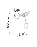 Kinkiet EDISON czarny lampa ścienna dekoracyjna - Sollux Lighting - rysunek techniczny