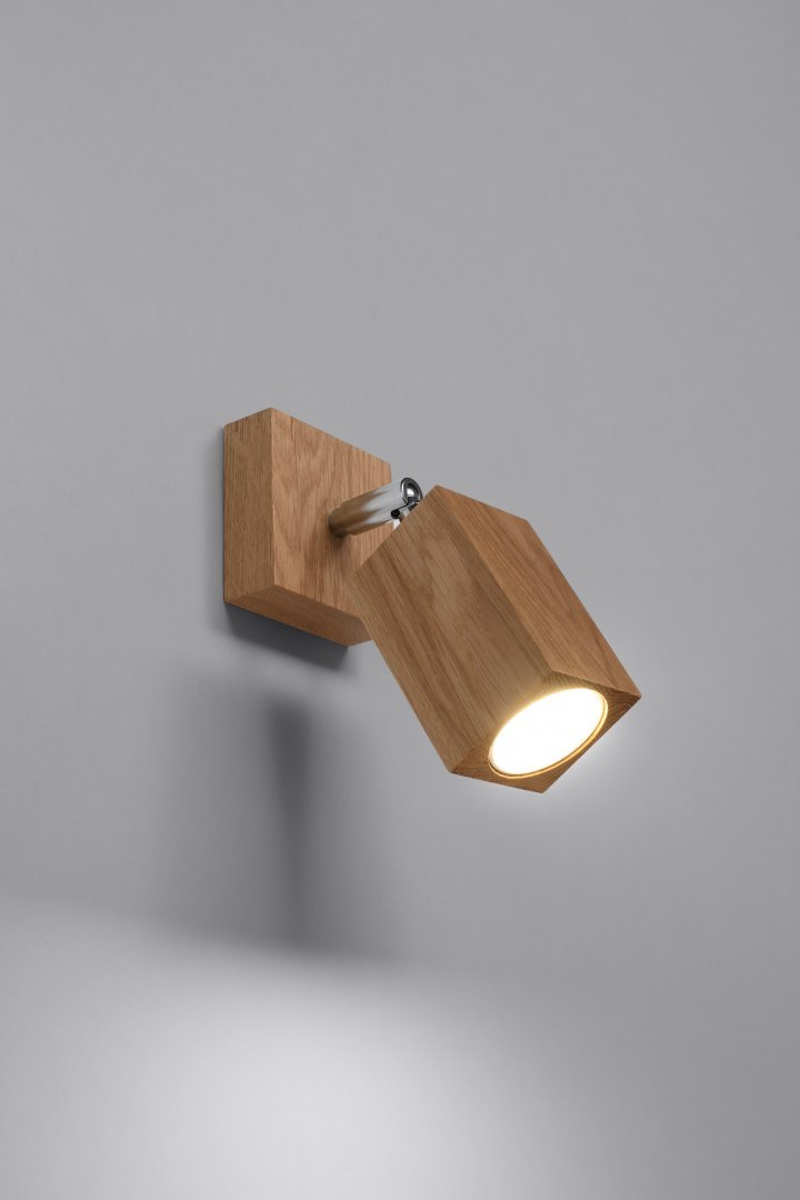 Kinkiet KEKE dąb, lampa ścienna, styl skandynawski, regulowany - Sollux Lighting - wizualizacja