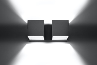 Kinkiet QUAD 2 szary nowoczesny podwójny dekoracyjny - Sollux Lighting