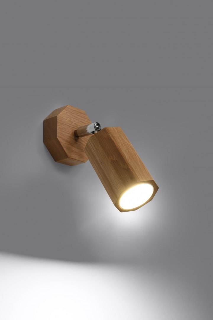 Kinkiet ZEKE drewniany, dębowy, w stylu skandynawskim, regulowana tuba, do czytania - Sollux Lighting - wizualizacja