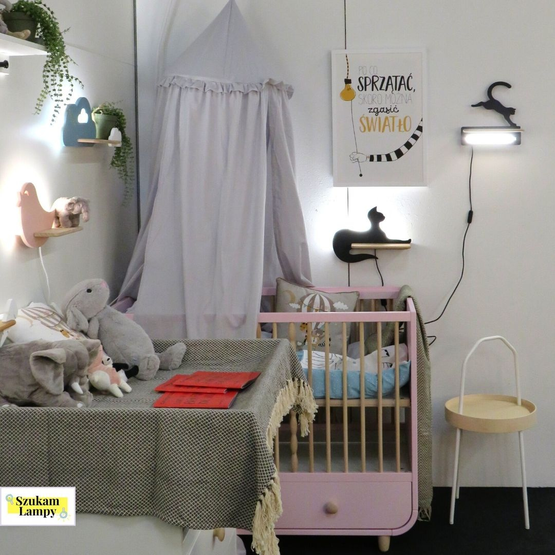 Kinkiet lampka dla dziecka LED z półką BIRD ptaszek różowy z kablem - Candellux Lighting Kinkiet lampka dla dziecka LED z półką BIRD ptaszek różowy z kablem - Candellux Lighting