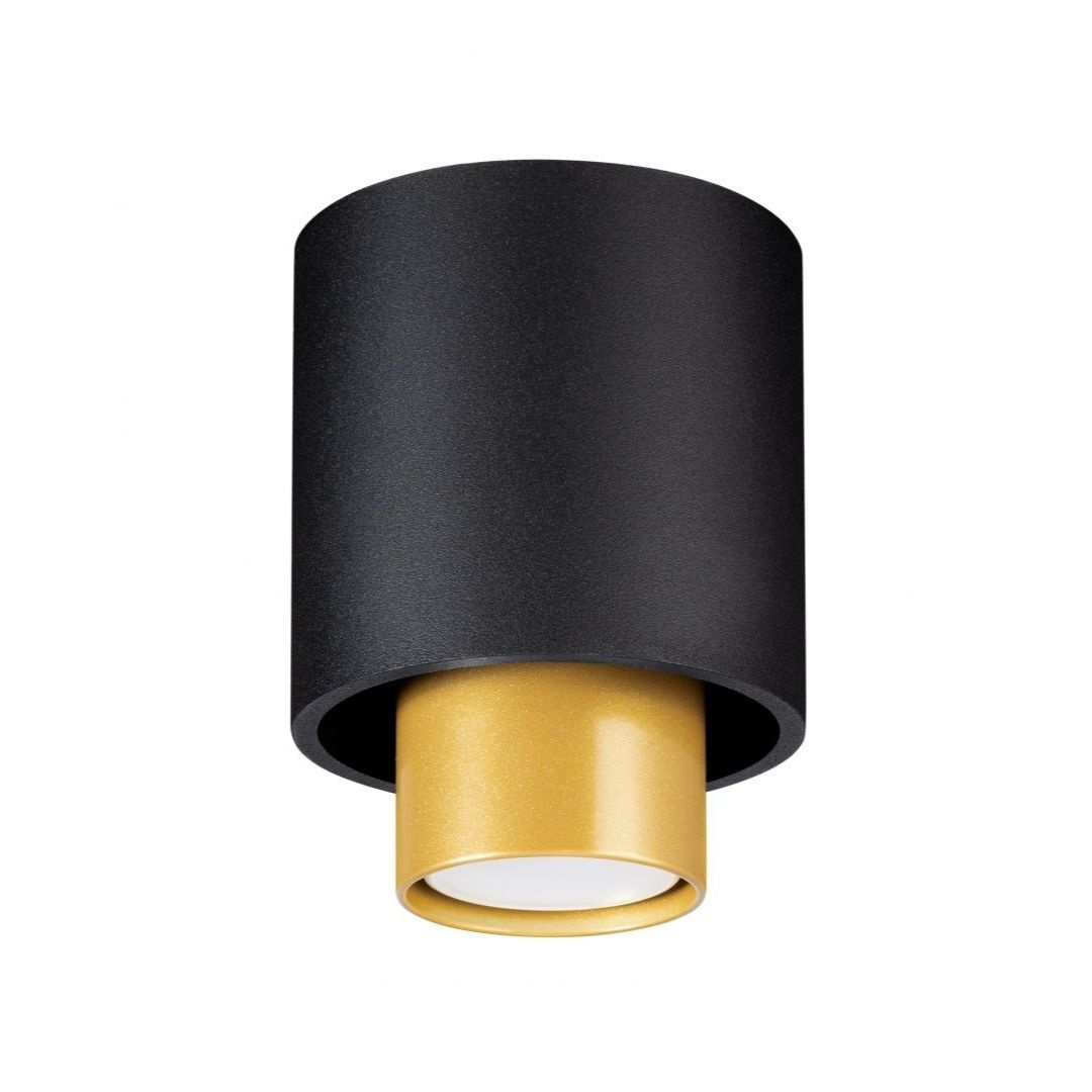 Lampa natynkowa NESI czarno-złota tuba sufitowa - Sollux Lighting