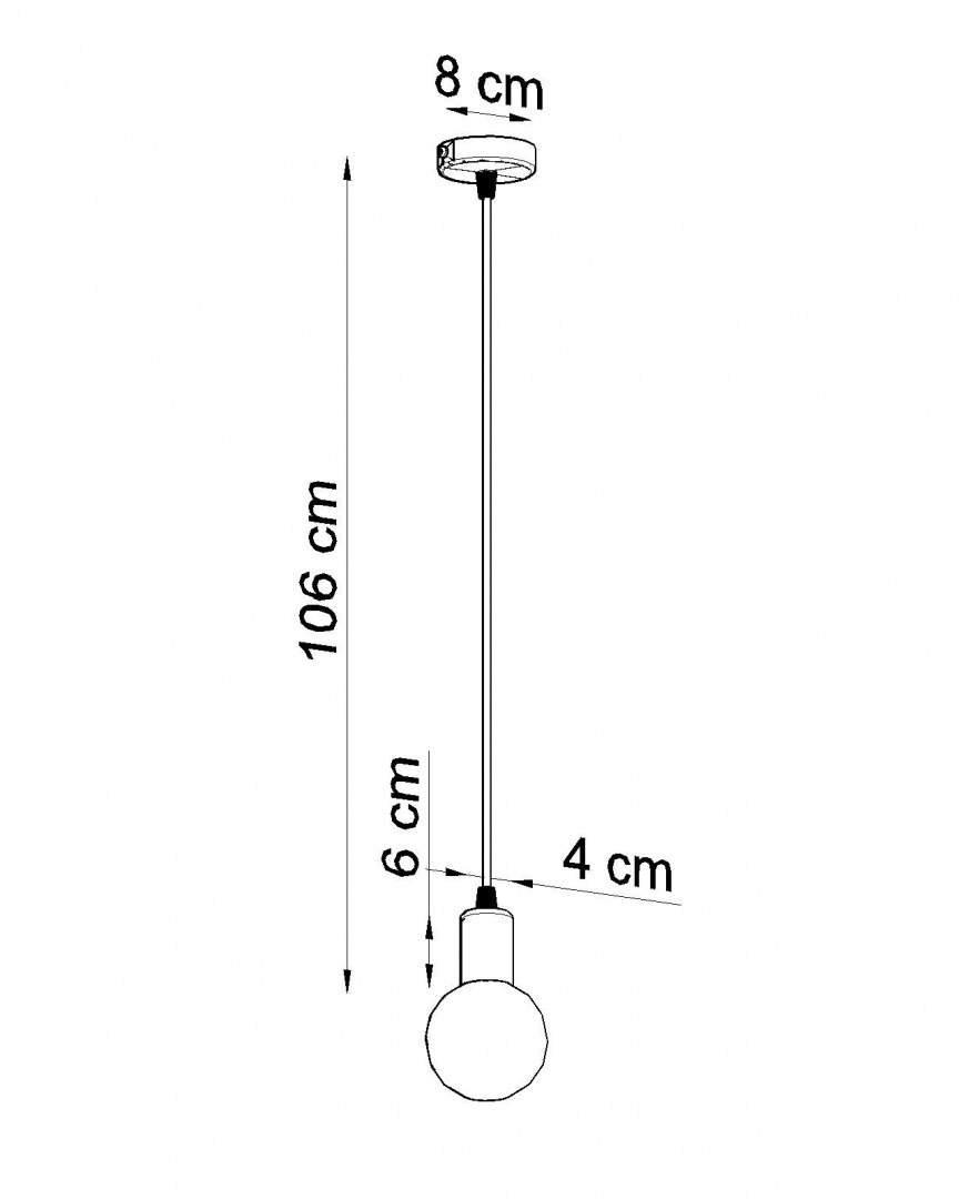 Wisząca lampa EDISON biała - Sollux Lighting - rysunek techniczny Wisząca lampa EDISON biała - Sollux Lighting - rysunek techniczny