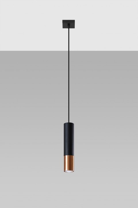 Lampa wisząca LOOPEZ 1 czarny / miedź pojedynczy zwis - Sollux Lighting Lampa wisząca LOOPEZ 1 czarny / miedź pojedynczy zwis - Sollux Lighting