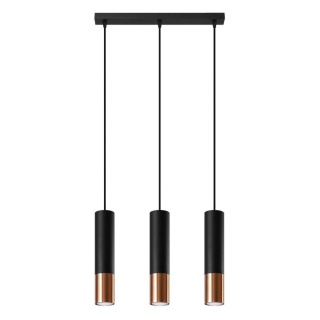 Lampa wisząca LOOPEZ 3L czarny / miedź potrójny zwis - Sollux Lighting