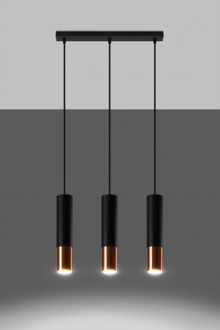 Lampa wisząca LOOPEZ 3L czarny / miedź potrójny zwis - Sollux Lighting