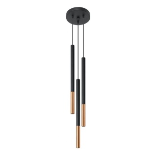 Lampa wisząca MOZAICA 3P czarny / miedź potrójny zwis kaskada - Sollux Lighting