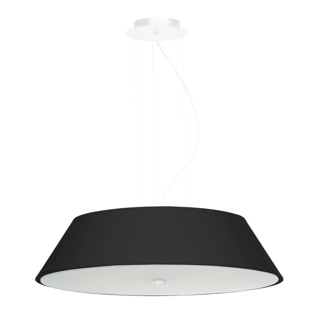Lampa wisząca VEGA 60 duża z czarnym abażurem i szklaną szybką - Sollux Lighting