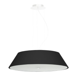 Lampa wisząca VEGA 60 duża z czarnym abażurem i szklaną szybką - Sollux Lighting
