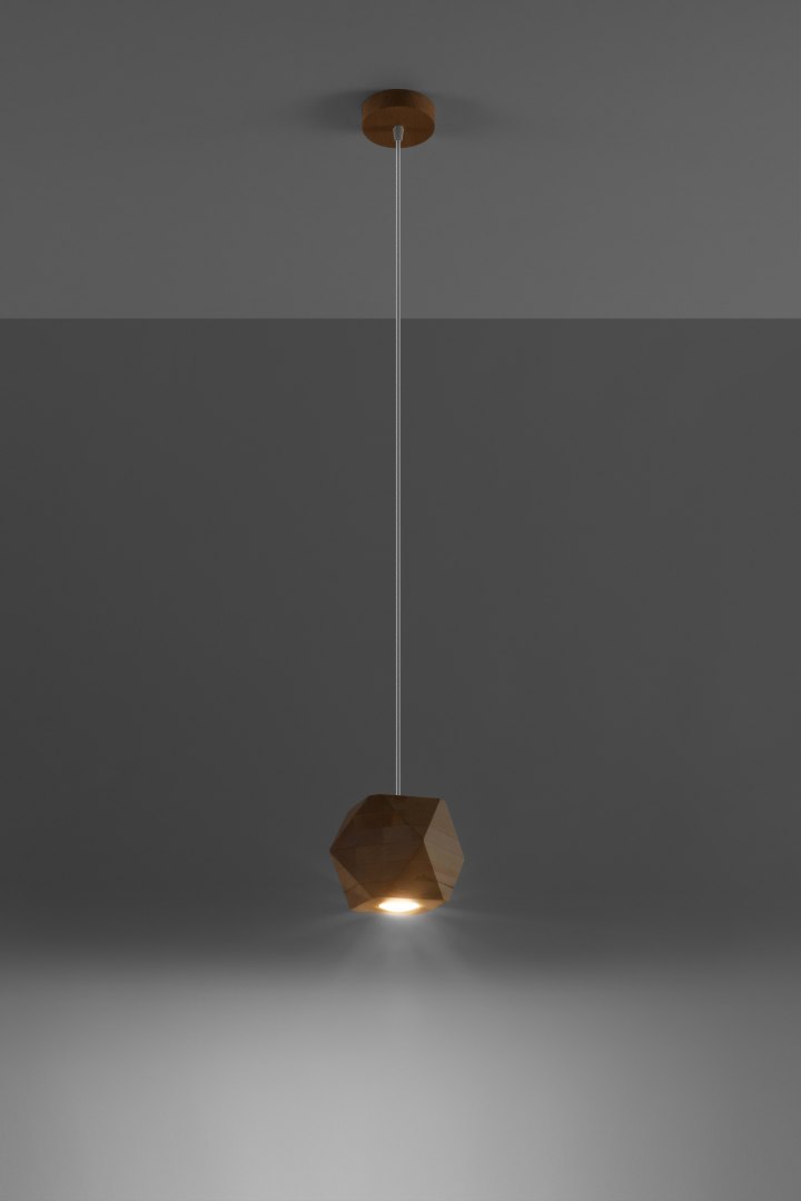 Lampa wisząca WOODY pojedynczy drewniany zwis nad stół wyspę kuchenną - Sollux Lighting
