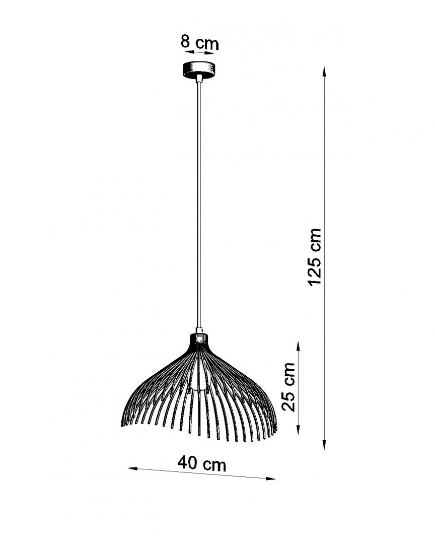 Wisząca lampa stalowa UMB czarna - Sollux Lighting - rysunek techniczny