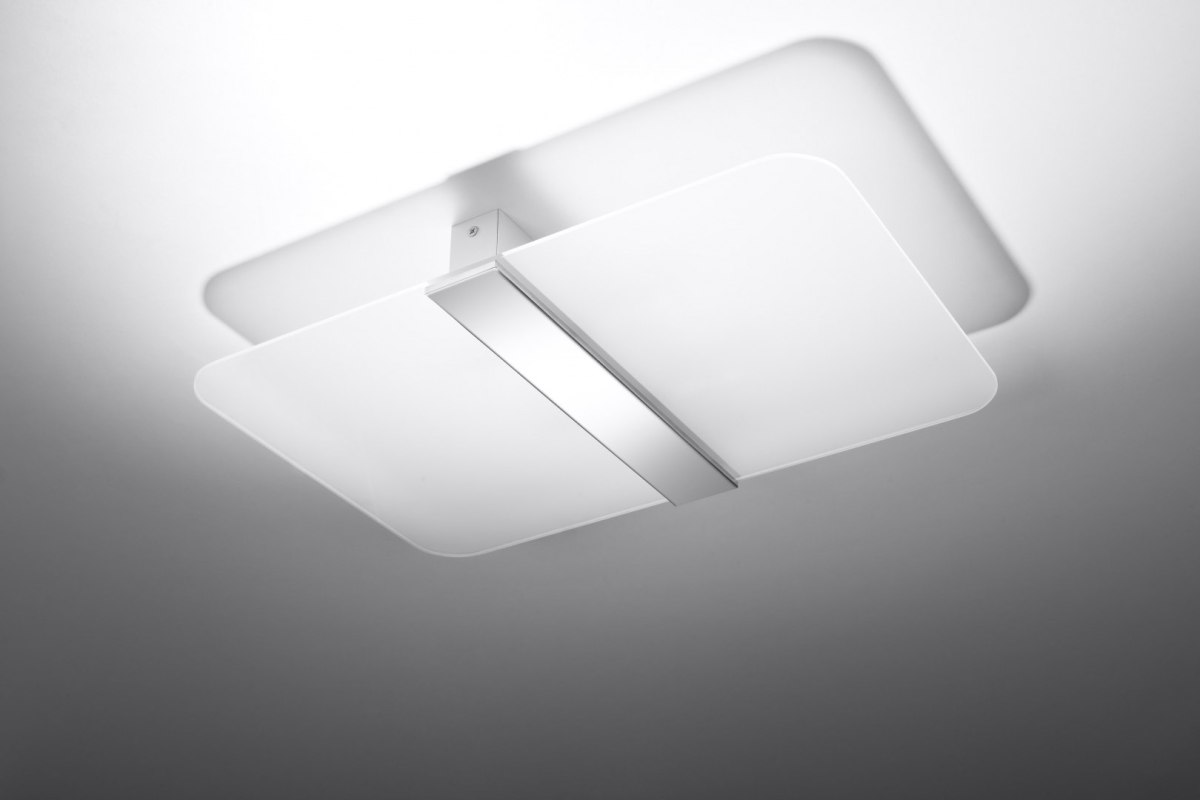 Plafon AZALIA szklany / chrom lampa sufitowa prostokątna z zaokrąglonymi rogami  - Sollux Lighting