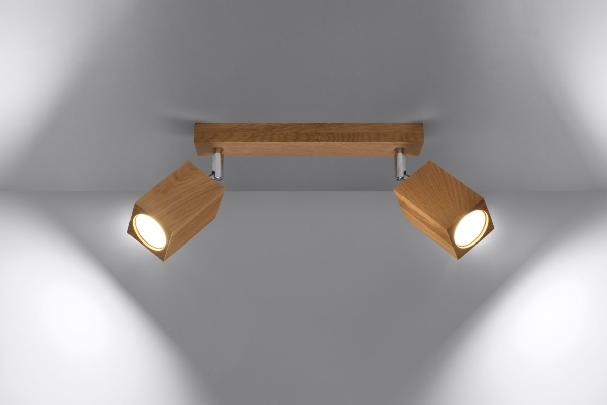Lampa sufitowa KEKE 2 dębowa regulowana drewniana na listwie - Sollux Lighting