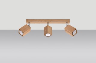 Lampa sufitowa KEKE 3 dębowa regulowana drewniana potrójna na listwie - Sollux Lighting
