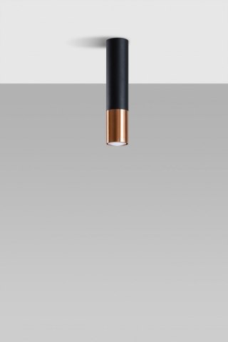 Lampa sufitowa LOOPEZ czarny / miedź tuba natynkowa - Sollux Lighting
