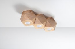 Plafon WOODY 3 potrójna, oryginalna, dekoracyjna, naturalna drewniana, lampa sufitowa - Sollux Lighting - wizualizacja