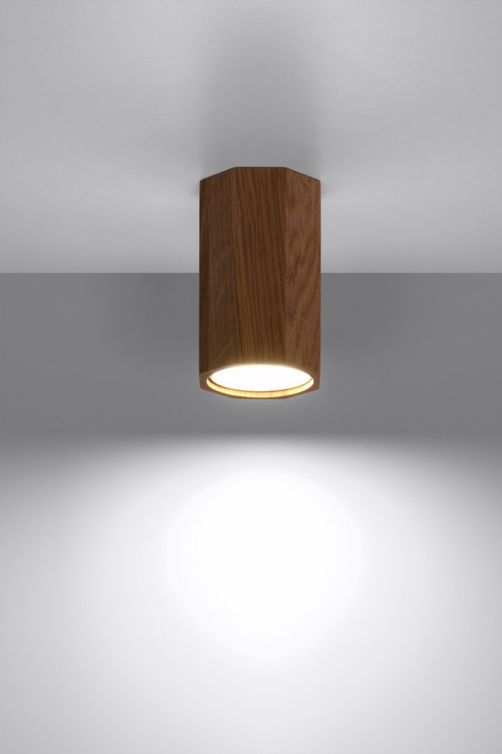 Oprawa natynkowa ZEKE 10 drewniana dębowa tuba - Sollux Lighting