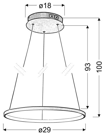 Lampa wisząca LUNE 30 chrom LED 4000K ring obręcz - Candellux Lighting - rysunek techniczny wymiary