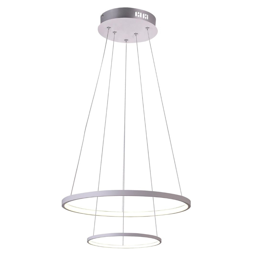 Lampa wisząca LUNE 50/30 biała LED podwójna ringi obręcze - Candellux Lighting